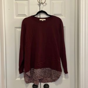 Burgundy shirttail sweater by Loft. Size XL